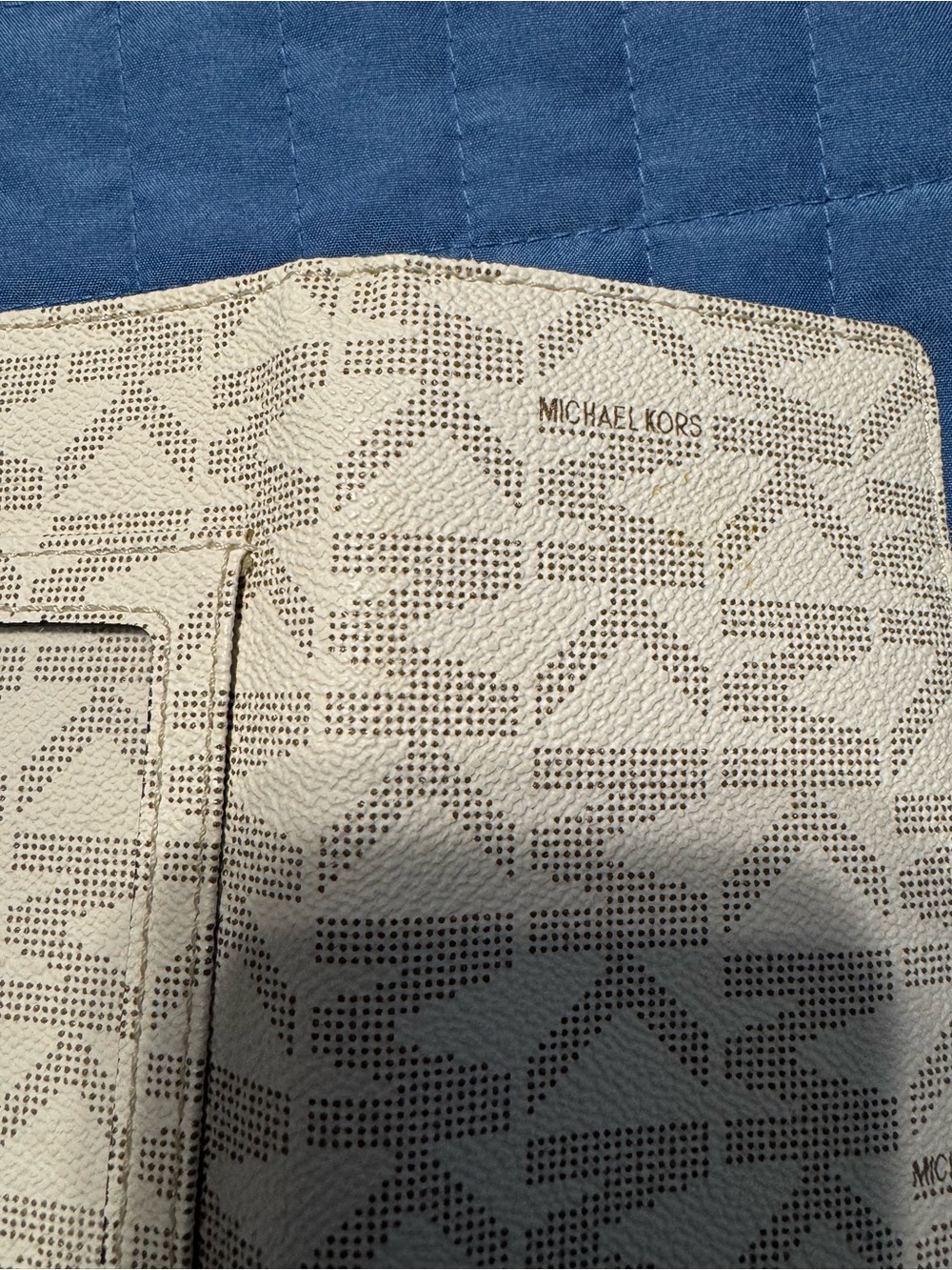 Michael Kors Beige Monogram Checkbook Holder